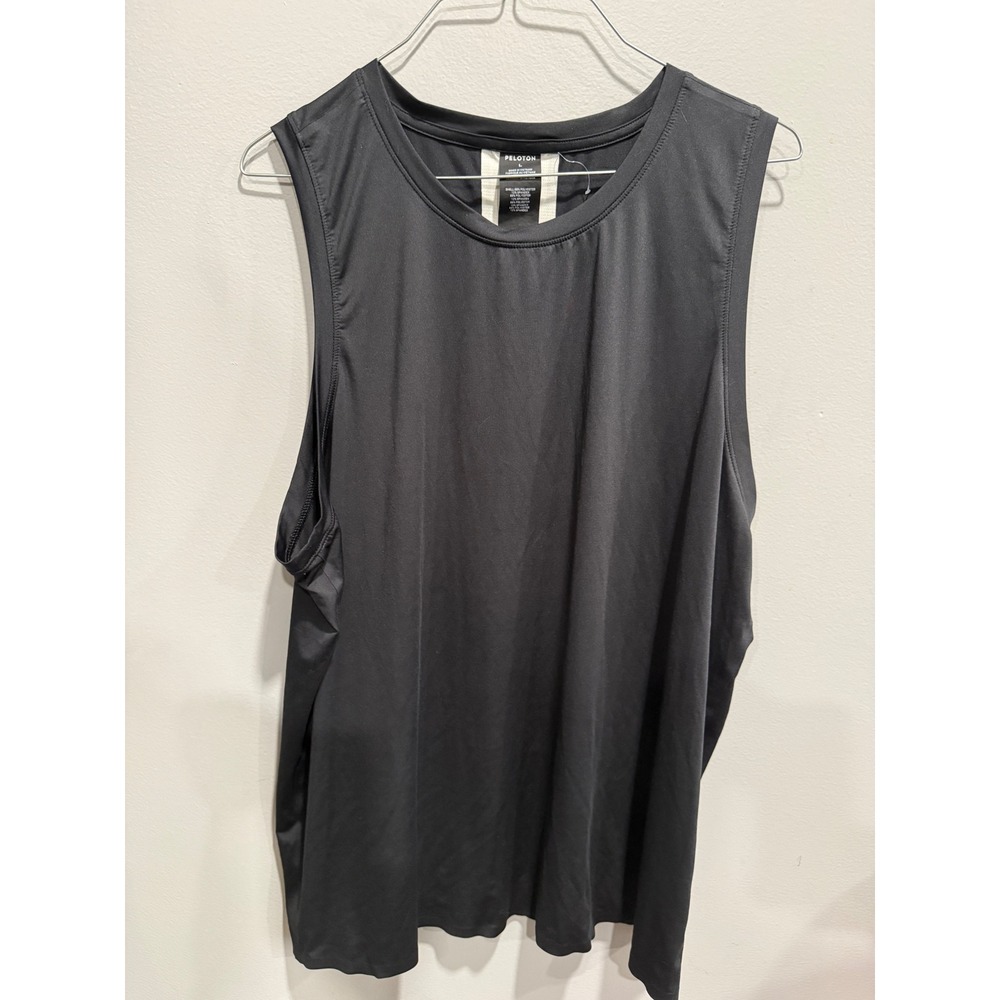 Peloton Mens Muscle Tank Top Black Performance Mesh Back Sleeveless Shirt Large